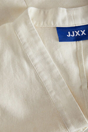 JJXX Kadın Jxbreeze Bağlama Detaylı Keten Gömlek 12270942 Ekru