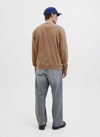 Jack & Jones Bisiklet Yaka Kahve Erkek Sweatshırt 12279531_JJEDOVER PRINT SWEAT CREW