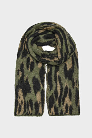 Only Kadın Desenli Yumuşak Dokulu Örme Atkı 15350197 Haki