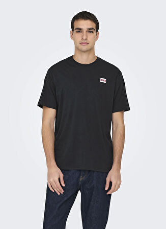 Only & Sons O Yaka Baskılı Siyah Erkek T-Shirt ONSARCH LOGO REG SS TEE CS
