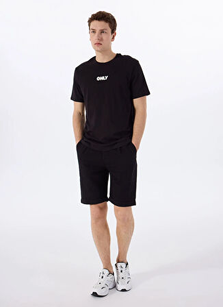Only & Sons O Yaka Baskılı Siyah Erkek T-Shirt ONSPALM LOGO REG SS TEE CS