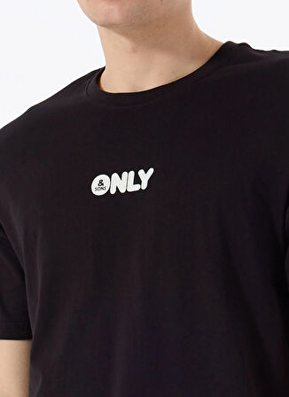 Only & Sons O Yaka Baskılı Siyah Erkek T-Shirt ONSPALM LOGO REG SS TEE CS