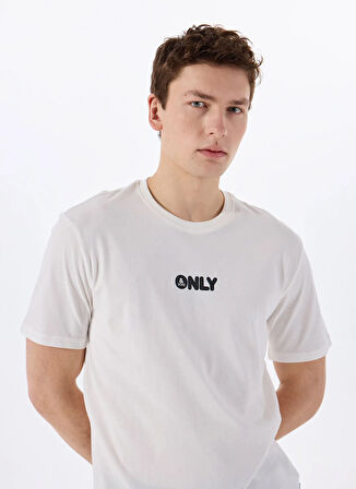 Only & Sons O Yaka Baskılı Beyaz Erkek T-Shirt ONSPALM LOGO REG SS TEE CS
