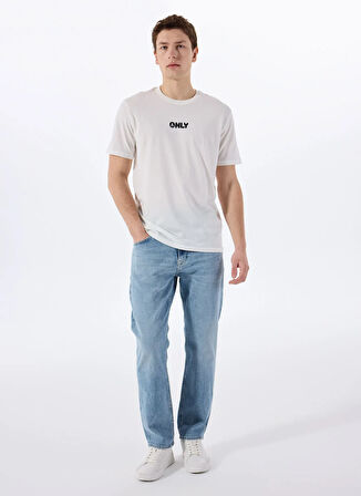 Only & Sons O Yaka Baskılı Beyaz Erkek T-Shirt ONSPALM LOGO REG SS TEE CS