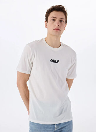 Only & Sons O Yaka Baskılı Beyaz Erkek T-Shirt ONSPALM LOGO REG SS TEE CS