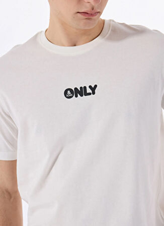Only & Sons O Yaka Baskılı Beyaz Erkek T-Shirt ONSPALM LOGO REG SS TEE CS