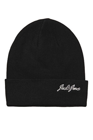 Jack & Jones Erkek Jacburnaby Yazı Detaylı Bere 12280403 Siyah