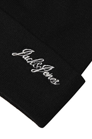 Jack & Jones Erkek Jacburnaby Yazı Detaylı Bere 12280403 Siyah