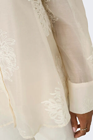 Only Kadın Onloregon İç Bluzlu Nakış Detaylı Gömlek 15350694 Bej