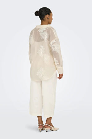 Only Kadın Onloregon İç Bluzlu Nakış Detaylı Gömlek 15350694 Bej