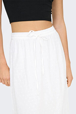 Only Kadın Onlmıley Beli Lastikli ve Bağcıklı %100 Pamuk Maxi Etek 15350029 Ekru