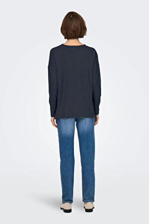 Only Kadın Onlamalıo Oversize V Yaka Örme Kazak 15340735 Lacivert