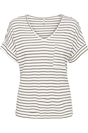 ONLIBEN S/S MOSTER V-NECK GLITTER TOPJRS BEYAZ-1