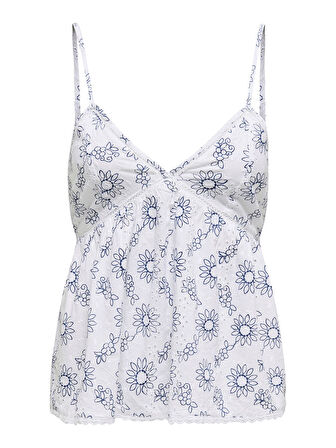 ONLANJA LIFE STRAP V-NECK SINGLET WVN Kadın Beyaz Bluz - 15344640