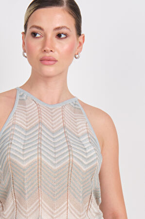 Only Kadın Onlalvıra Askılı Simli Örme Bluz 15344392 Mavi