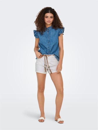 ONLKELLY HW SHORTS DNM AZG NOOS Kadın Beyaz Şort - 15221469