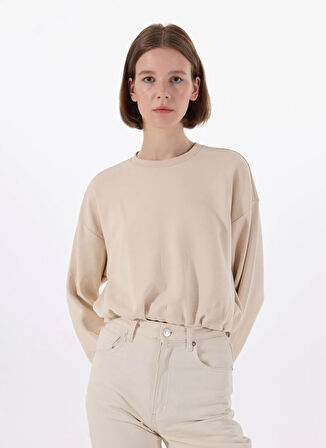 Vero Moda Bisiklet Yaka Krem Kadın Sweatshırt VMVIANA LS BALLOON SWEAT JRS GA