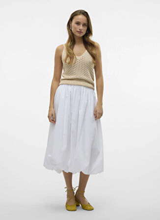 Vero Moda V Yaka Normal Krem Kazak Kadın VMREGINA SL V-NECK TOP