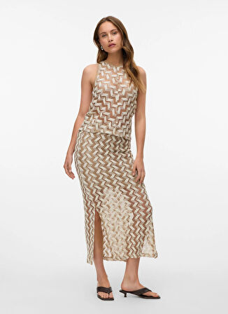 Vero Moda Yüksek Bel Krem Kadın Uzun Etek VMTIKKA HW ANKLE SKIRT JRS GA