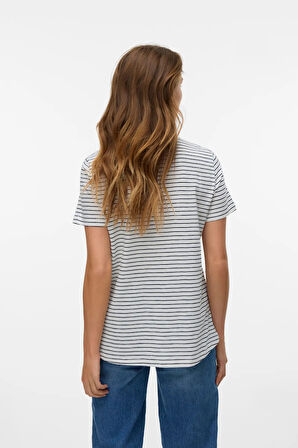Vero Moda Kadın Vmsımone Kısa Kollu %100 Pamuk T-Shirt 10328170 Ekru