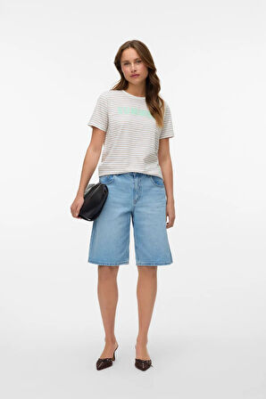 Vero Moda Kadın Vmsımone Kısa Kollu %100 Pamuk T-Shirt 10328170 Beyaz
