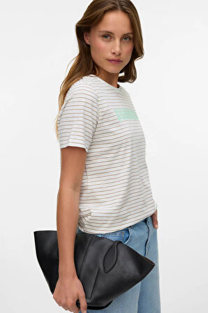 Vero Moda Kadın Vmsımone Kısa Kollu %100 Pamuk T-Shirt 10328170 Beyaz
