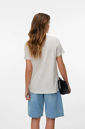 Vero Moda Kadın Vmsımone Kısa Kollu %100 Pamuk T-Shirt 10328170 Beyaz