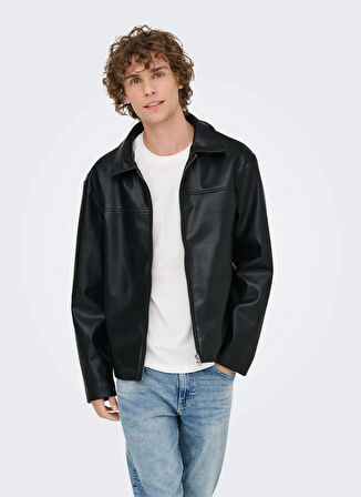 Only & Sons Normal Siyah Erkek Ceket ONSJACK PU JACKET OTW