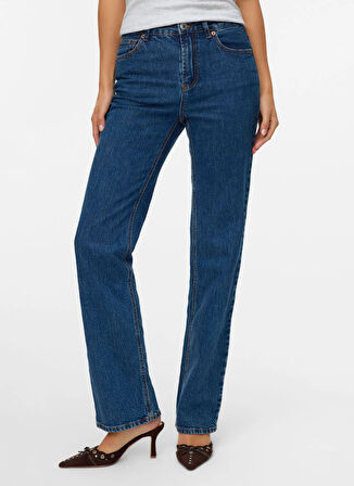 Vero Moda Yüksek Bel Düz Paça Düz Koyu Mavi Kadın Denim Pantolon VMTESSA HR STRAIGHT JEANS LI3310 GA