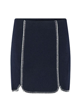 Yas Yüksek Bel Lacivert Kadın Nakışlı Kısa Etek YASVICCO HW WOOL BLEND SKIRT S.