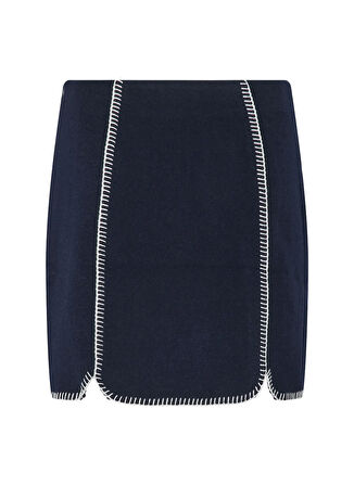 Yas Yüksek Bel Lacivert Kadın Nakışlı Kısa Etek YASVICCO HW WOOL BLEND SKIRT S.