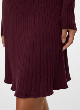 Vero Moda Bisiklet Yaka Bordo Uzun Kadın Elbise VMNANCY RIB LS FUNLNCK SKATER DRESS