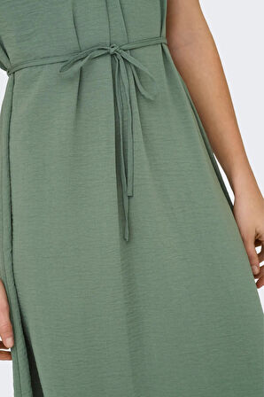 JDY Kadın Jdydıvya Belden Bağlamalı Midi Elbise 15350728 Yeşil