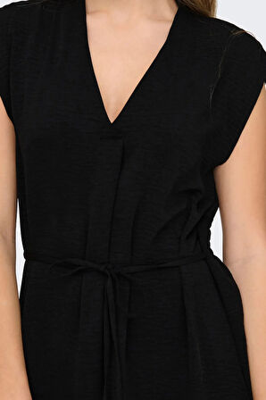 JDY Kadın Jdydıvya Belden Bağlamalı Midi Elbise 15350728 Siyah