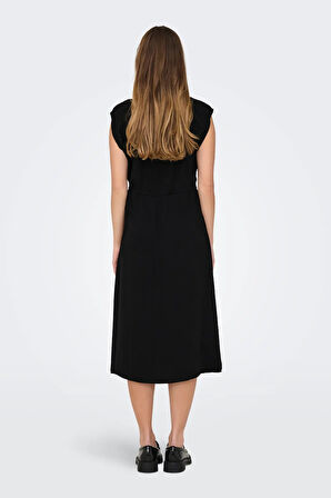JDY Kadın Jdydıvya Belden Bağlamalı Midi Elbise 15350728 Siyah