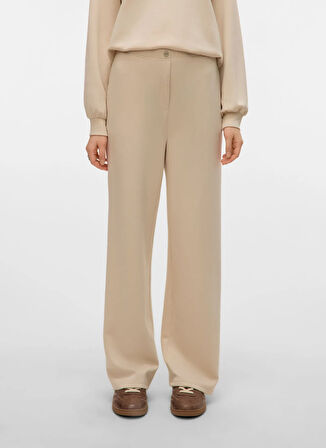 Vero Moda Normal Bel Rahat Krem Kadın Pantolon VMHALI HW WIDE PANT JRS GA BOO