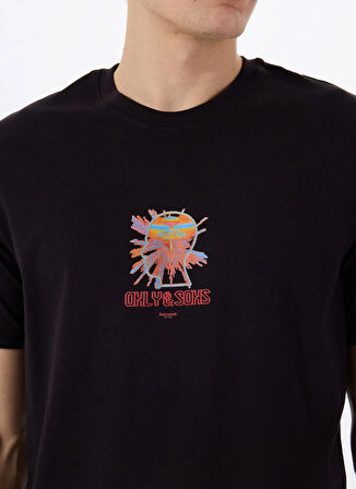 Only & Sons O Yaka Baskılı Siyah Erkek T-Shirt ONSMIND ONS LOGO REG SS TEE CS