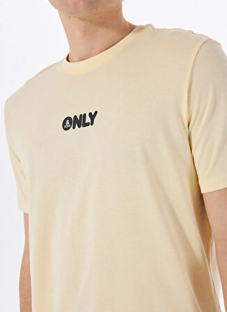 Only & Sons O Yaka Baskılı Açık Sarı Erkek T-Shirt ONSPALM LOGO REG SS TEE CS
