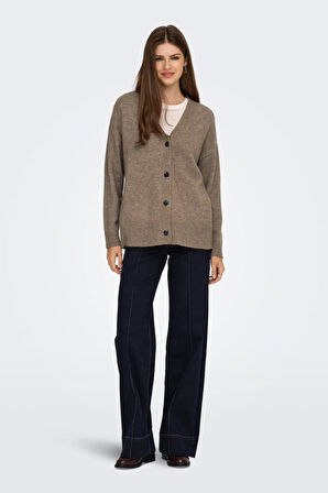 Only Kadın Onlhouston V Yaka Uzun Kollu Yünlü Hırka 15353192 Fındık