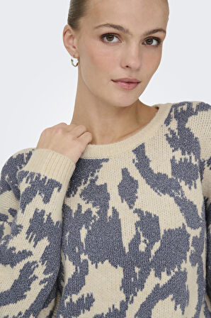 ONLY Gigi LS Glitter O-Neck Kadın Triko Kazak – Işıltılı Bisiklet Yaka 