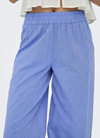Only Orta Bel Normal Mavi Kadın Pantolon ONLPAULA TULUM EMB PULL-UP PANT WVN