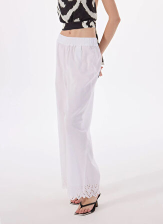 Only Orta Bel Normal Beyaz Kadın Pantolon ONLPAULA TULUM EMB PULL-UP PANT WVN