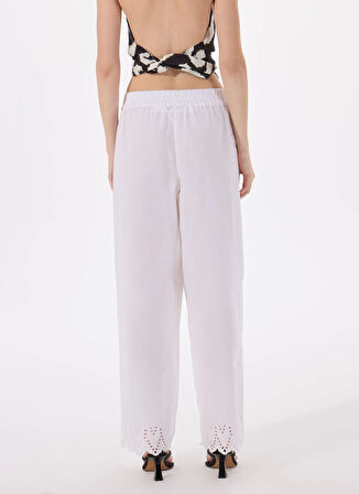 Only Orta Bel Normal Beyaz Kadın Pantolon ONLPAULA TULUM EMB PULL-UP PANT WVN