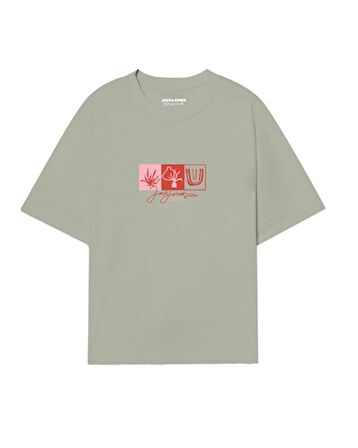 JACK JONES Erkek Yeşil Pamuklu Tişört 12281808