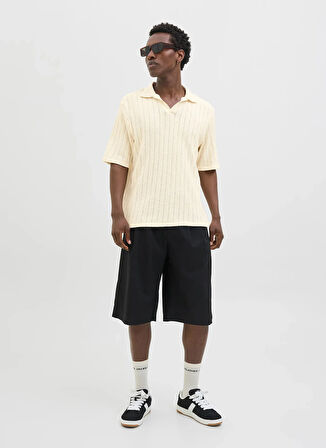 Jack & Jones Polo Yaka Normal Krem Erkek Kazak 12277581_JORHYDRA SPLIT NECK POLO