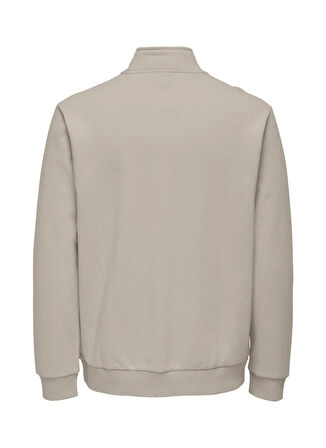 Only & Sons Yüksek Yaka Ekru Erkek Sweatshırt ONSCERES HALF ZIP SWEAT NOOS