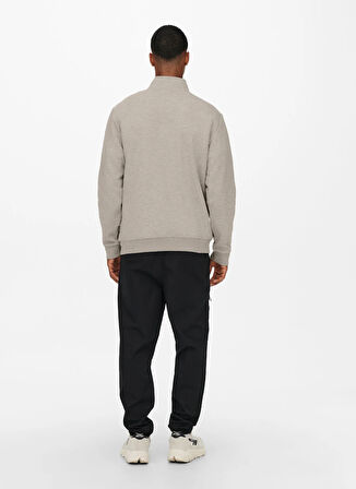 Only & Sons Yüksek Yaka Ekru Erkek Sweatshırt ONSCERES HALF ZIP SWEAT NOOS