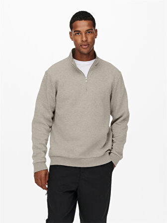 ONSCERES HALF ZIP SWEAT NOOS Erkek Gri Sweatshirt - 22019055