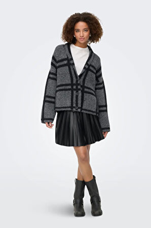 JDY Kadın V-Neck Düğmeli V Yaka Yünlü Hırka 15354098 Koyu Gri