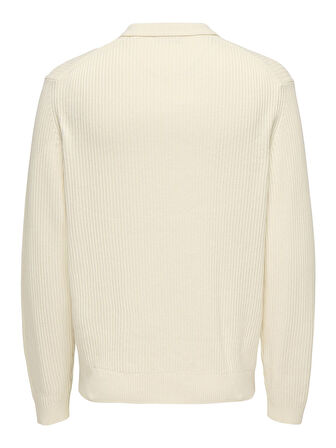 ONSLAW REG LS POLO KNIT FRML Erkek Beyaz Kazak - 22035031
